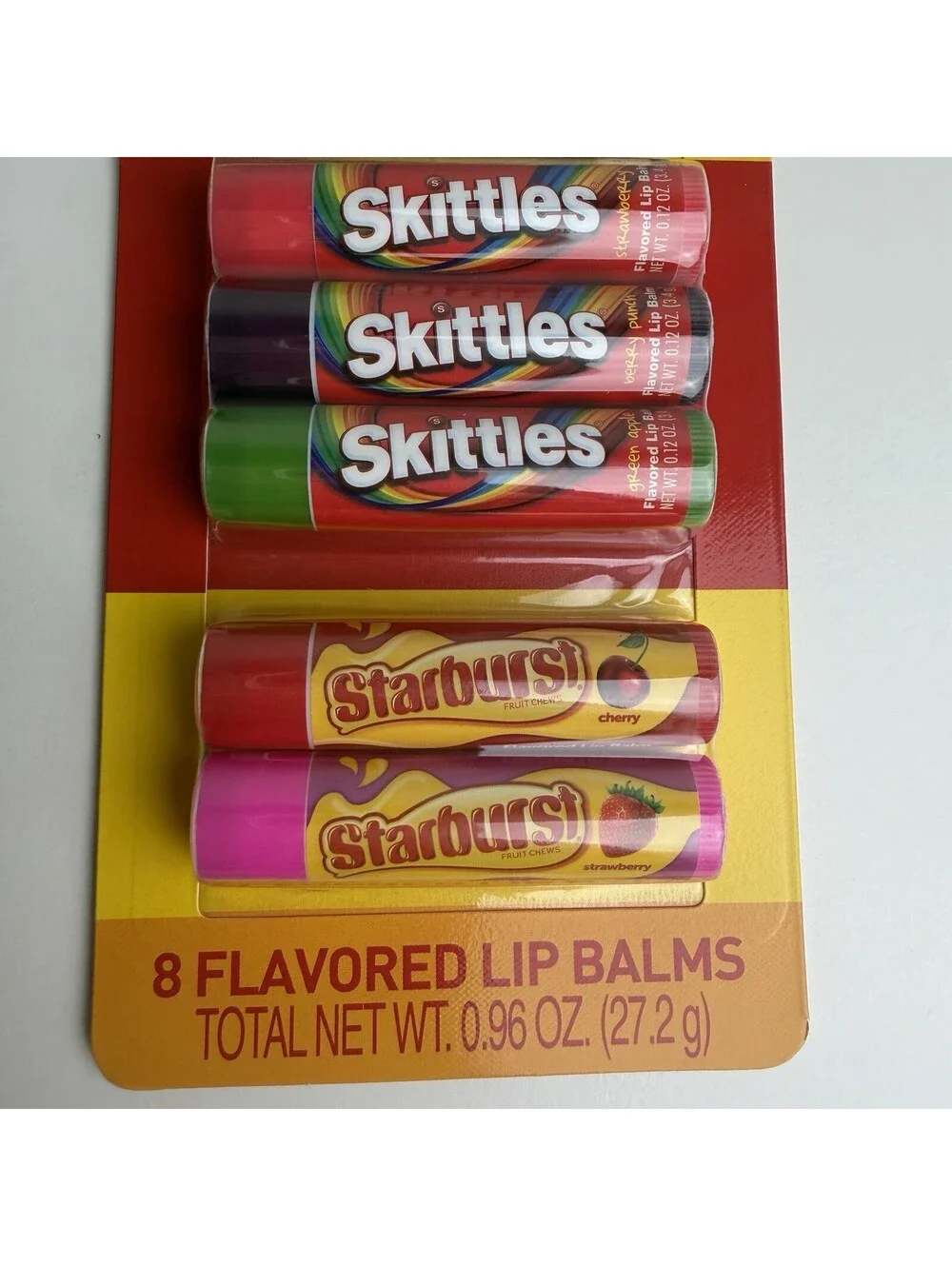 M&M’s Skittles Starburst 8-Pack Flavored Lip Balm Set Taste Beauty New Sealed